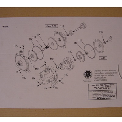 Sealkit Ebara AGA/CM series 0,6/0,75/1,1 PK